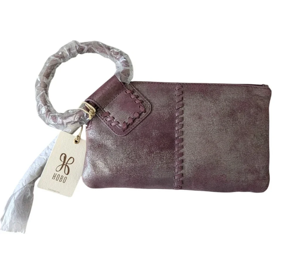 Hobo International Sable Wristlet Wallet Clutch Plum Graphite Purple New Tassel